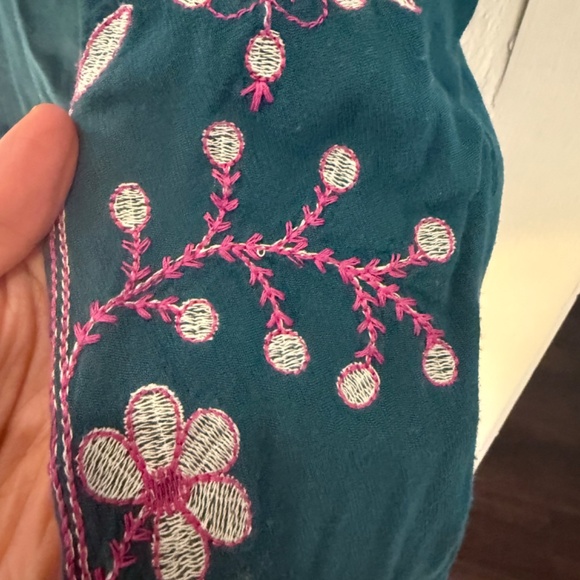 Entro Slip Dress Womens Teal Blue Boho Embroidered V Neck Flowy Boho Sz Med - Picture 8 of 13